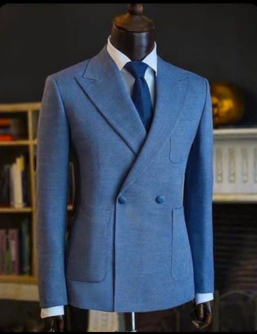 The Statesman Sky Blue Double-Breasted Suit