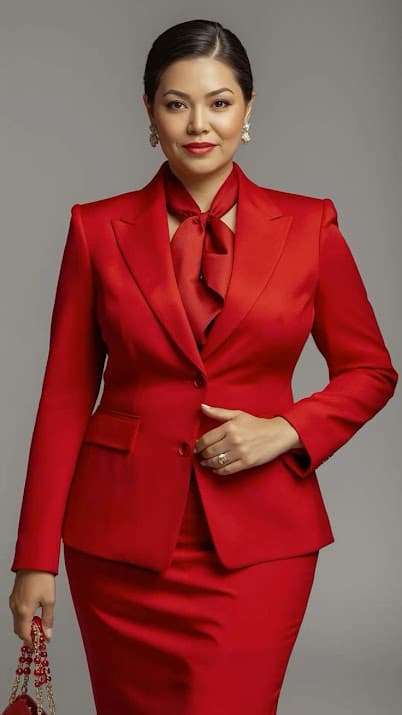 The Diplomatic Crimson Skirt Suit